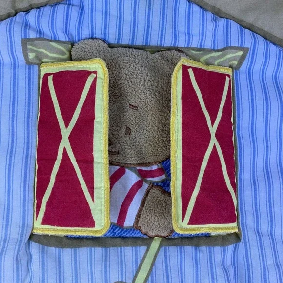 VTG Little Tikes Little Bears Farm Crib Quilt‎ & Pillow Barn Cow Sheep Dog Chick